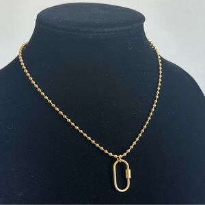 Carabiner ball chain necklace stainless steel gold